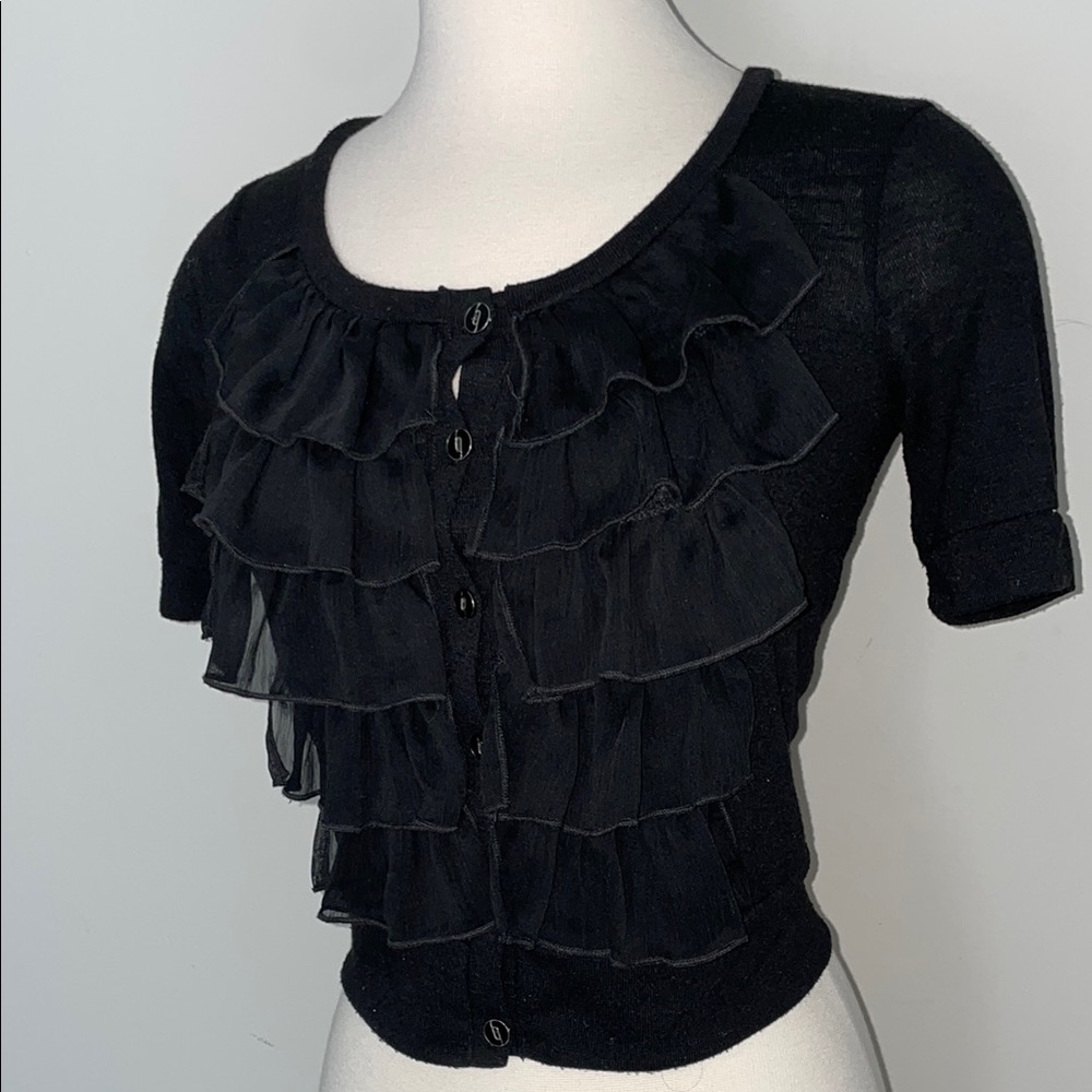 Black Ruffle Cardigan